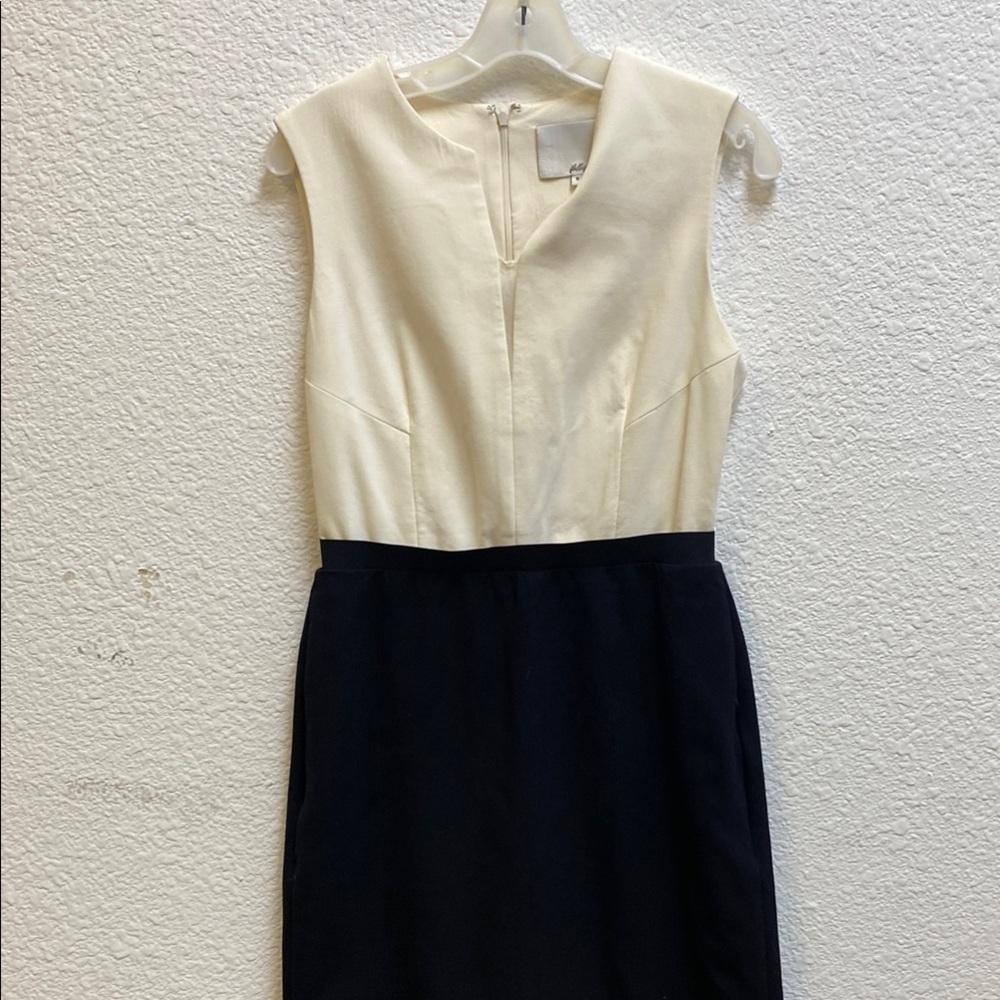 Philiphine Cream and White Sleeveless Sheath Midi Dress